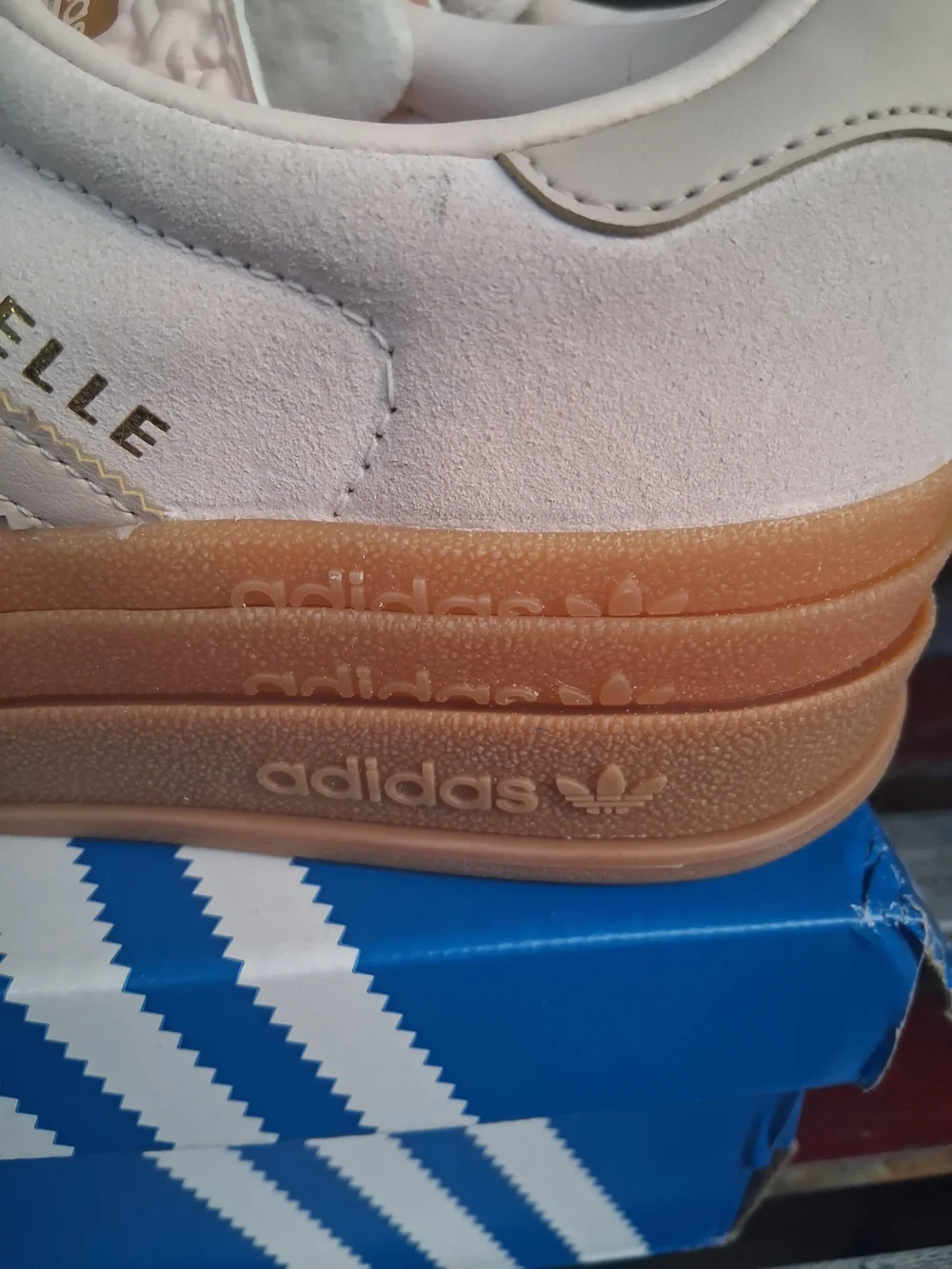 adidas Gazelle Bold Women’s Suede Sneakers in QUARTS TAUPE with Gum Sole Stacks
